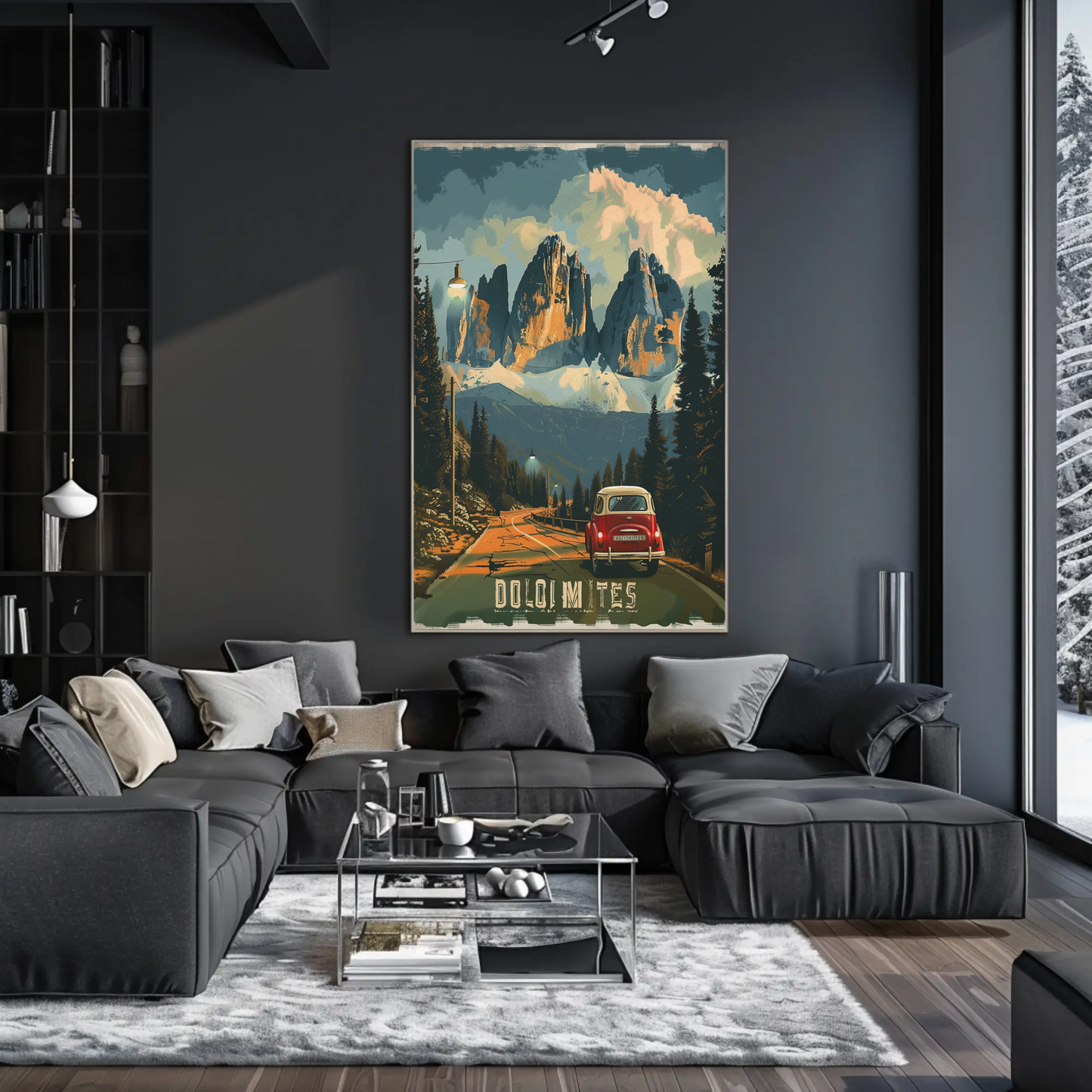 Dolomites Alps Vintage Roadtrip Travel Poster