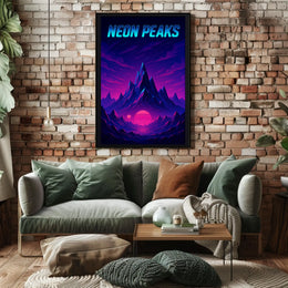 NEON Peaks: Retro-Futuristic Artistry Sci-Fi Poster