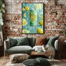 Refreshing Lemon Beverage Scene in Artistic Poster PosterGoat