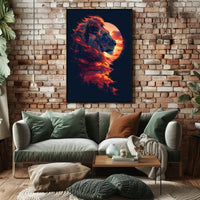 Majestic Lion Sunset Surrealism Art Poster
