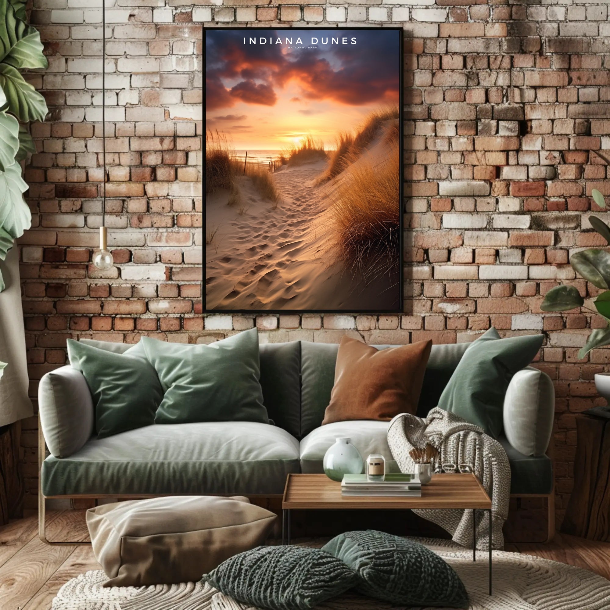 Indiana Dunes Sunset Poster Vintage Travel Wall Art