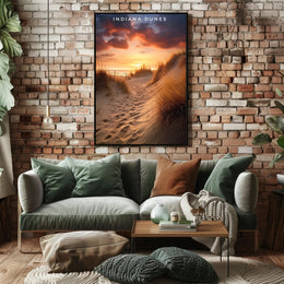 Indiana Dunes Sunset Poster Vintage Travel Wall Art