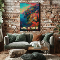Amalfi Coast Vibrant Escape Poster Coastal Wall Art