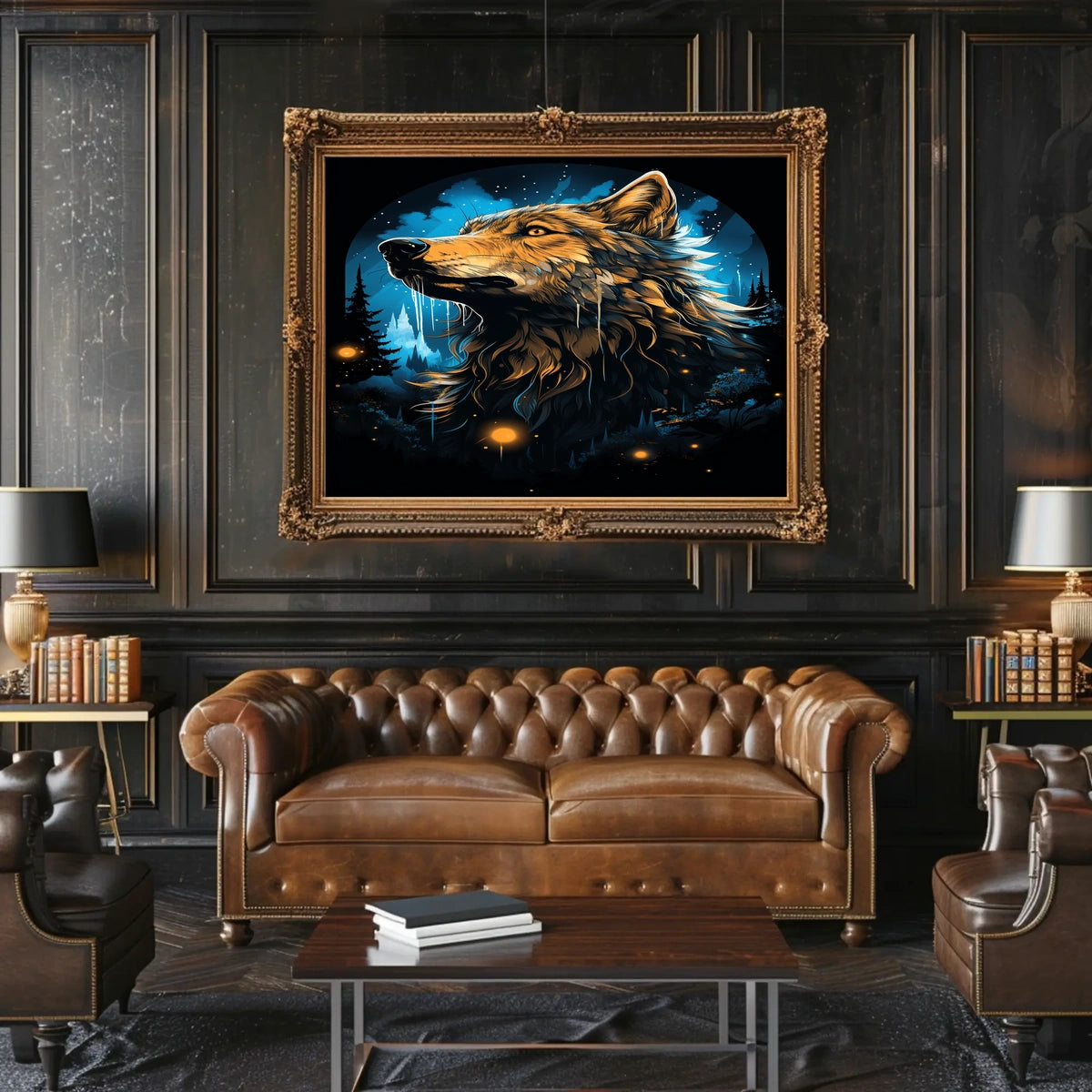 Majestic Wolf Under The Night Sky Poster
