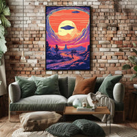 Cosmic Sunset Encounter Poster