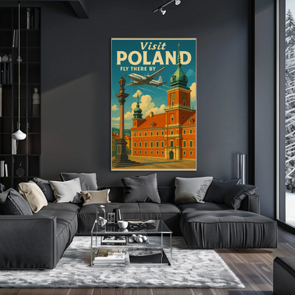 Visit Poland Historic Castle Flight Travel Poster