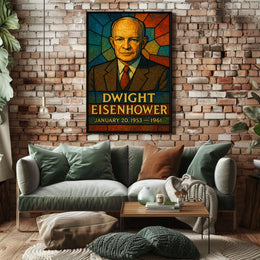 Eisenhower Stained Glass Vintage Patriotic Poster