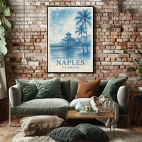 Naples Florida Poster Coastal Wall Art Beach Decor Sunset