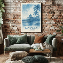Naples Florida Poster Coastal Wall Art Beach Decor Sunset