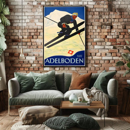 Swiss Alps Ski Adventure: Vintage Travel Poster PosterGoat