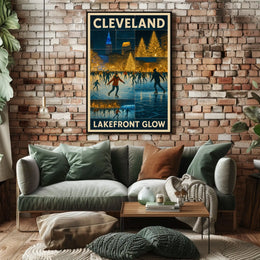 Cleveland Lakefront Glow Poster