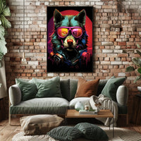 Futuristic Wolf in Sunglasses Futuristic Sci-Fi Poster