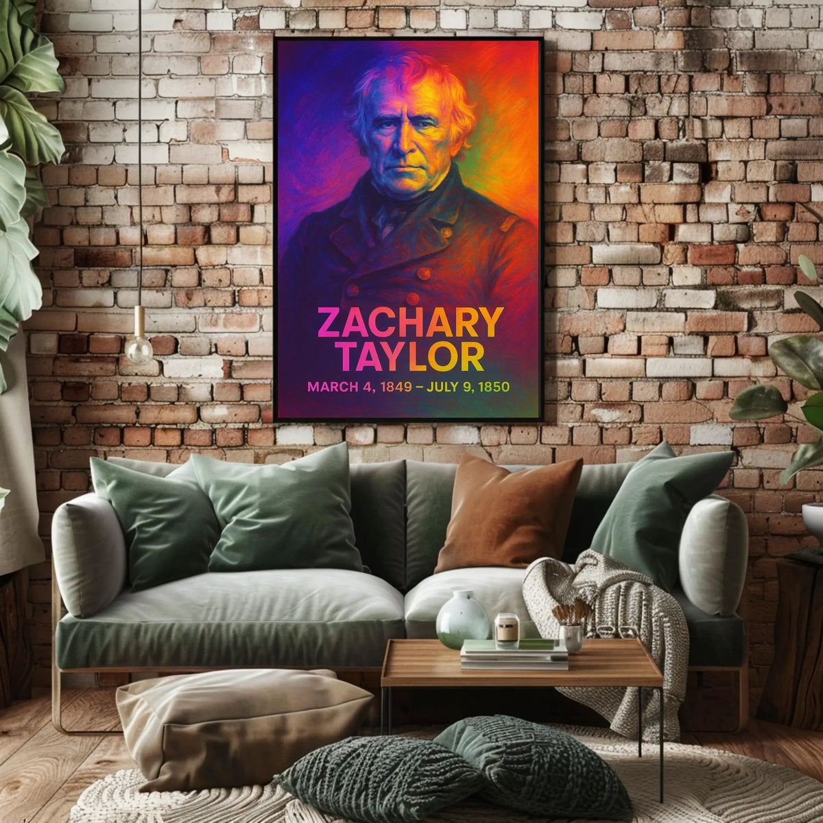 Zachary Taylor 12th President of the United States Neon Gradient Overlay Poster