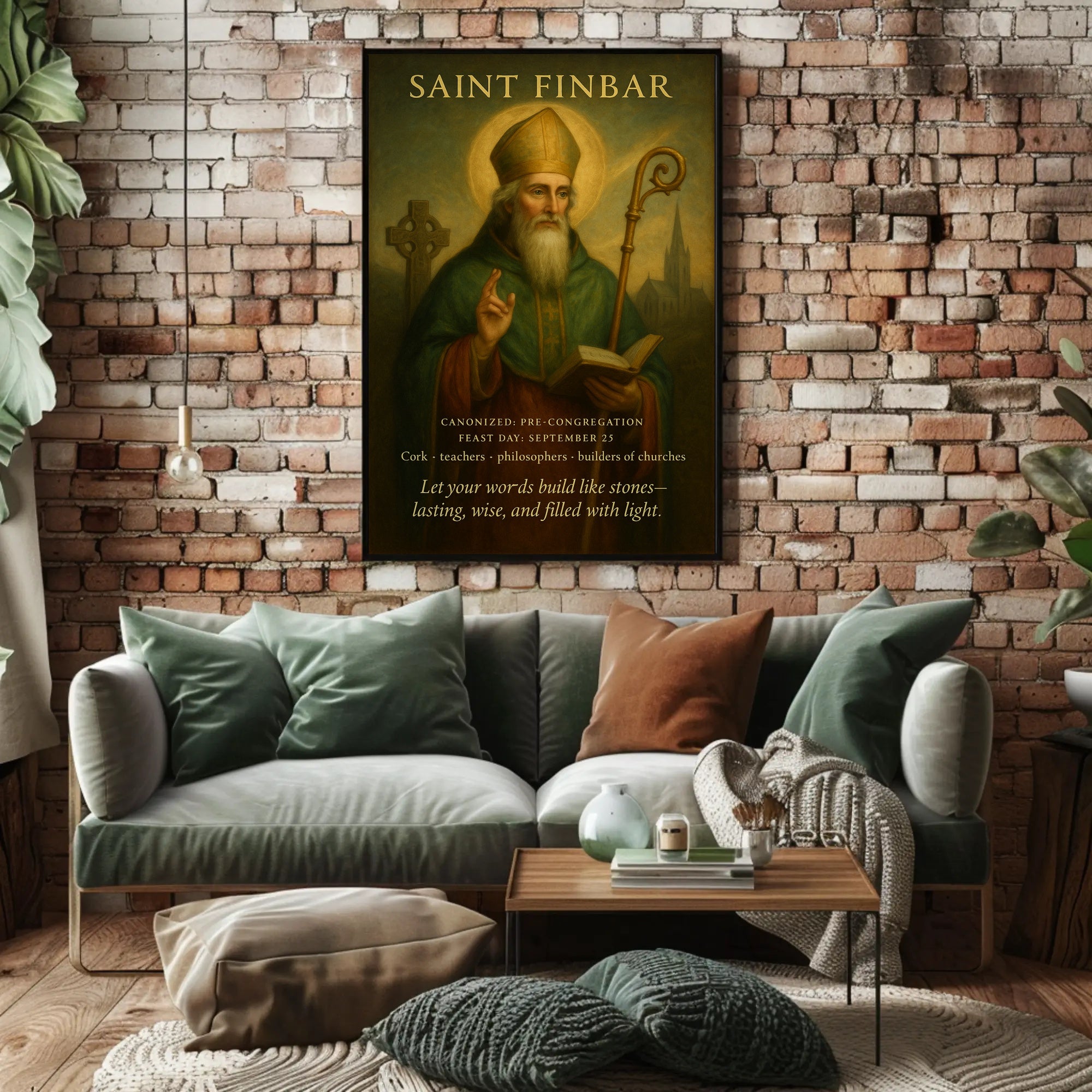 Saint Finbar Vintage Art Religious Cultural or Heritage Poster