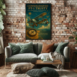 Vintage Aviation Poster: Consolidated PT-1 Trusty Adventure