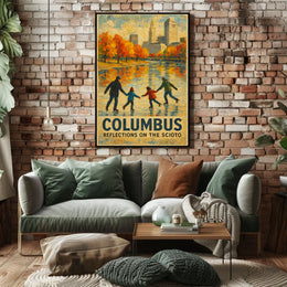 Columbus Reflections On The Scioto Poster