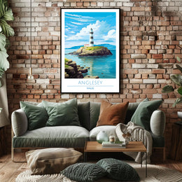 Scenic Lighthouse Art Print: Explore Wales Travel Poster