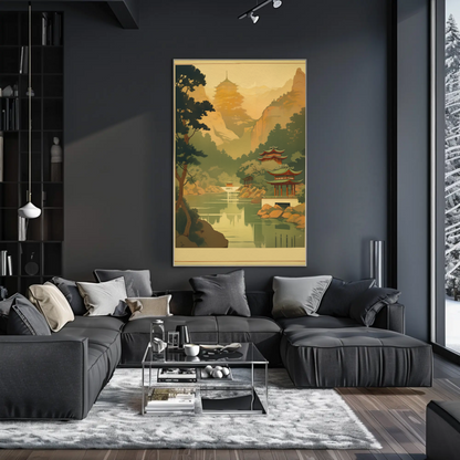 Golden Mist Temple Valley In China Travel Poster