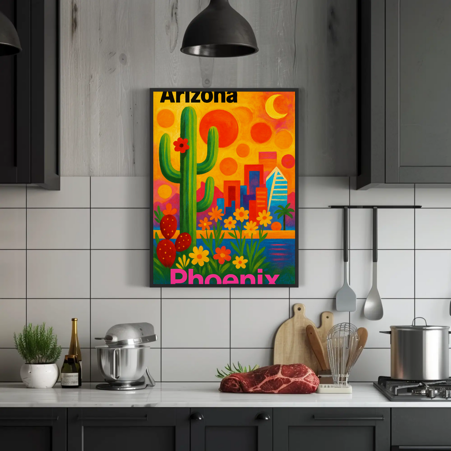 Arizona Phoenix Skyline Vintage Travel Poster Art