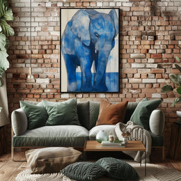 Blue Elephant Modern Poster Wall Art Print
