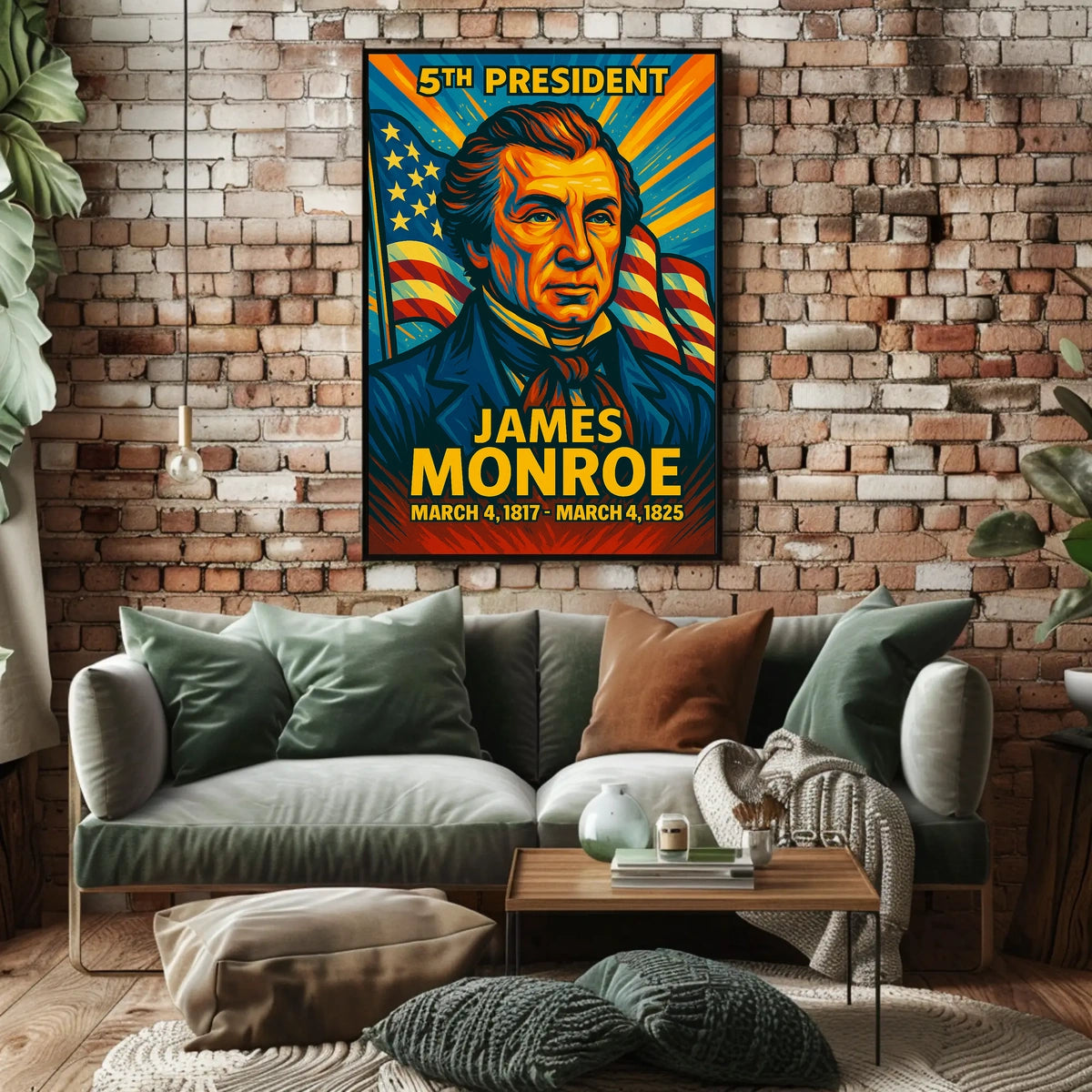 James Monroe 5th President of the United States Colorful Comic Book Style Poster