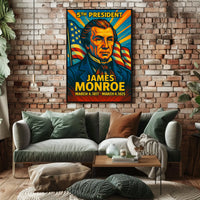 James Monroe 5th President of the United States Colorful Comic Book Style Poster