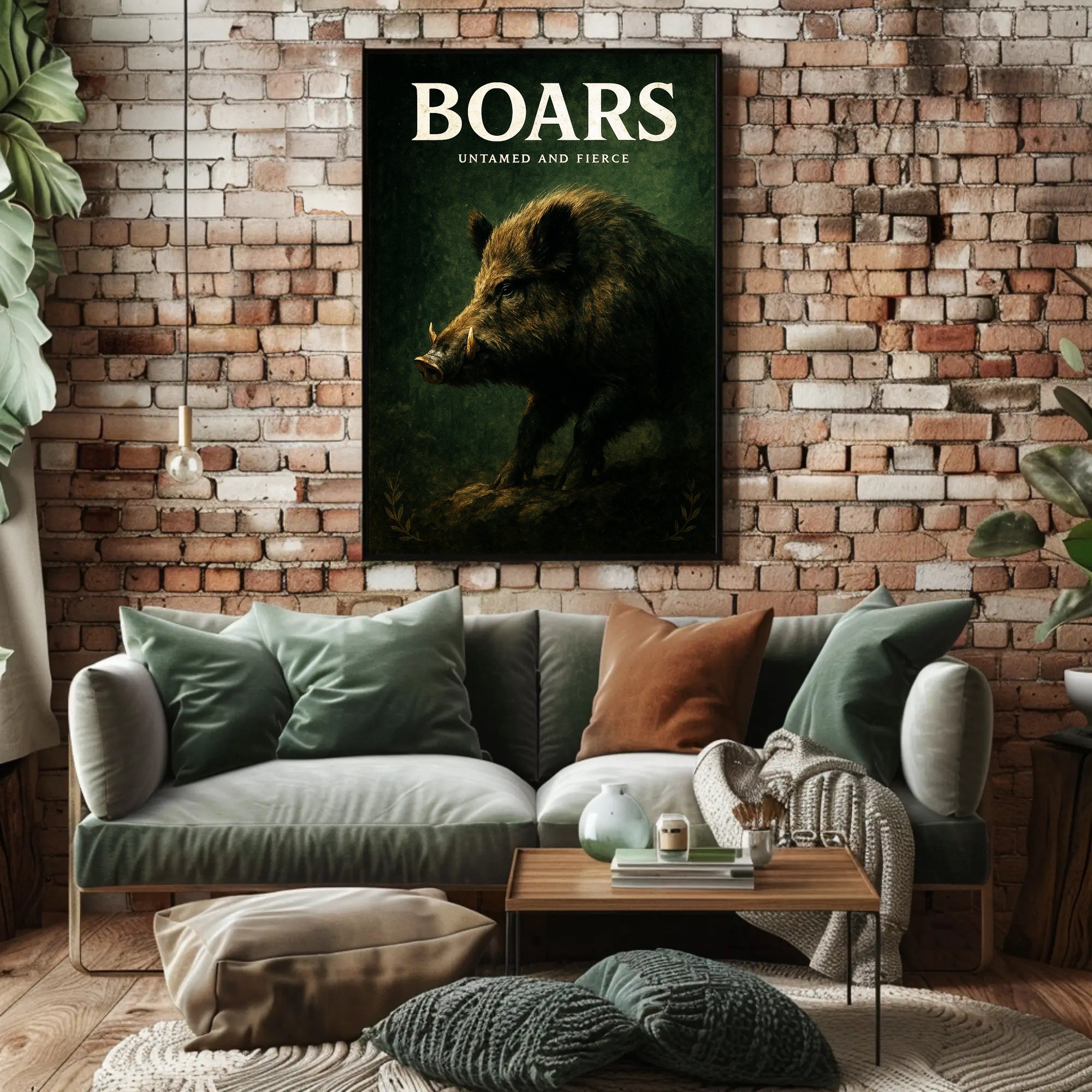 Boars Untamed and Fierce Poster PosterGoat