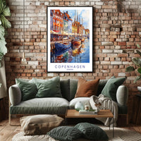 Colorful Waterfront in Copenhagen Poster PosterGoat