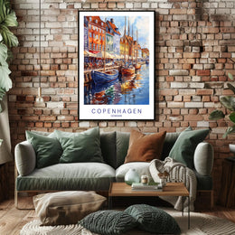 Colorful Waterfront in Copenhagen Poster PosterGoat