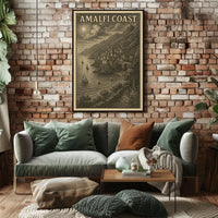 Amalfi Coast Vintage Illustration Poster
