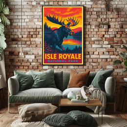 Isle Royale Moose Vintage Adventure Poster