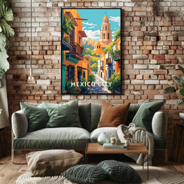 Mexico City Vibrant Street Scene Travel Poster
