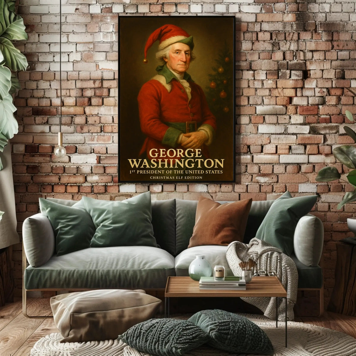 George Washington Christmas Elf Historical Poster