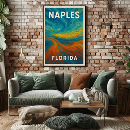 Naples Florida Coastal Poster Wall Art Cityscape Sunlit