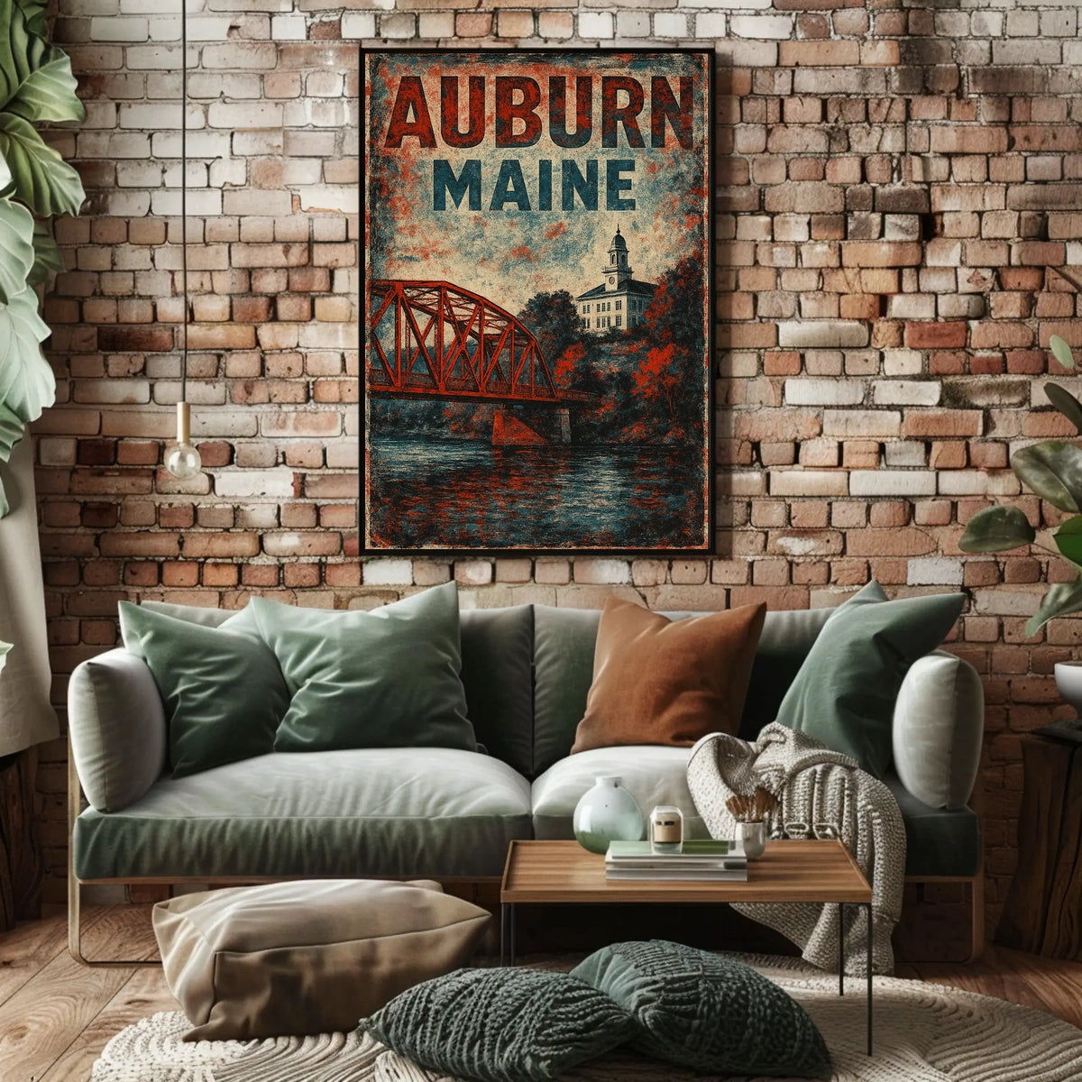 Auburn Maine Cityscape Realism Wanderlust Poster