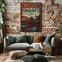 Auburn Maine Cityscape Realism Wanderlust Poster