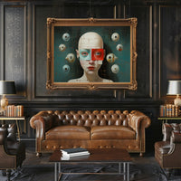 Surreal Bald-Faced Geometric Art Poster Futuristic Sci-Fi Poster