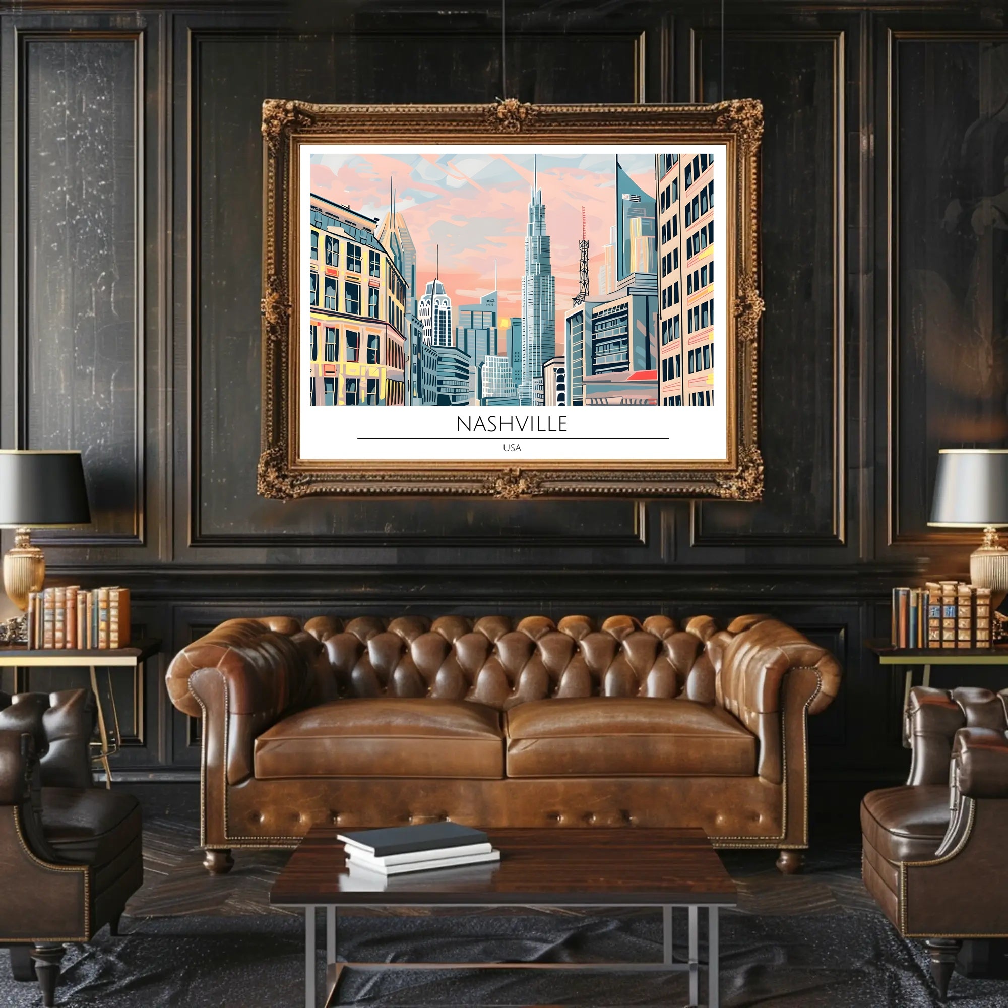 Vibrant Cityscape of Nashville Poster PosterGoat
