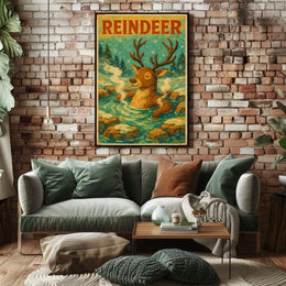 Relaxed Reindeer in Nature Animal Poster