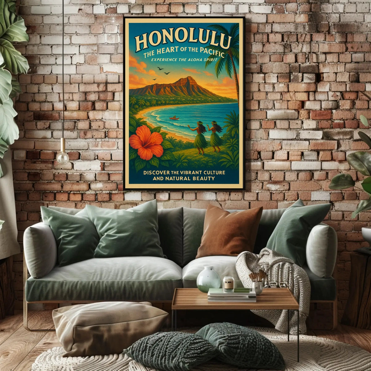 Honolulu Vintage Travel Poster Aloha Spirit Adventure