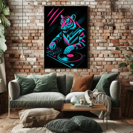 Neon Tiger Dj Poster