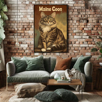 Maine Coon Cat Studio Portrait Realistic Photography Poster