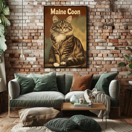 Maine Coon Cat Studio Portrait Realistic Photography Poster