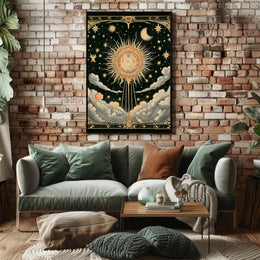 Celestial Sun and Symbols Space or Astronomy Poster