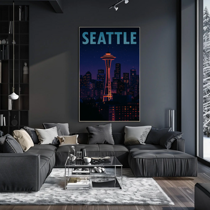 Seattle Skyline With Space Needle Travel Poster