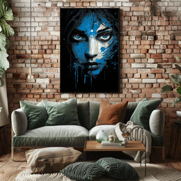 Intense Blue Gaze Abstract Portrait Art Poster
