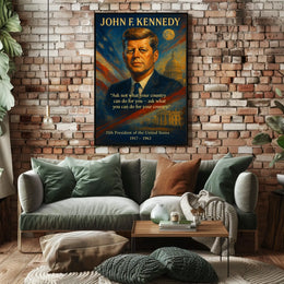 JFK Inspirational Quote Patriotic Vintage Art Poster
