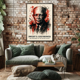 Eisenhower Watercolor Art, Presidential History Poster