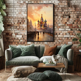 Saint Basil's Cathedral at Sunset: Cultural or Heritage Poster
