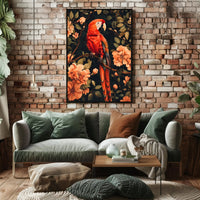 Vibrant Parrot Floral Paradise Poster